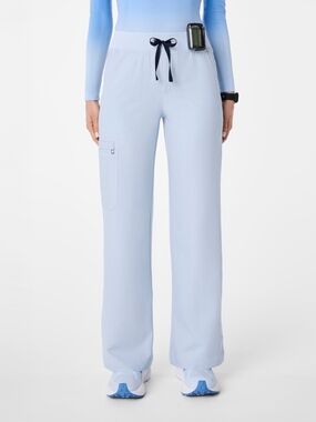 Figs Chambray High Waisted Isabel Wide Leg Scrub